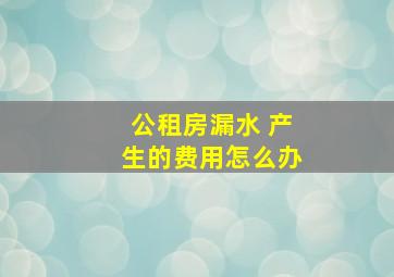 公租房漏水 产生的费用怎么办